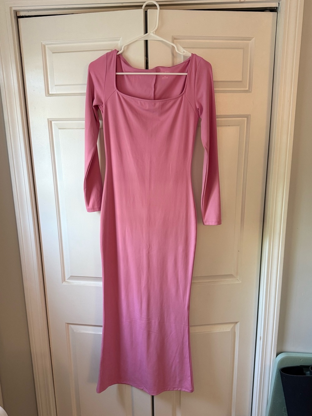 wild fable Pink Square-Neck Long Sleeve Midi Dress